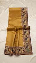 Marigold Gold silk saree with hand embroidery