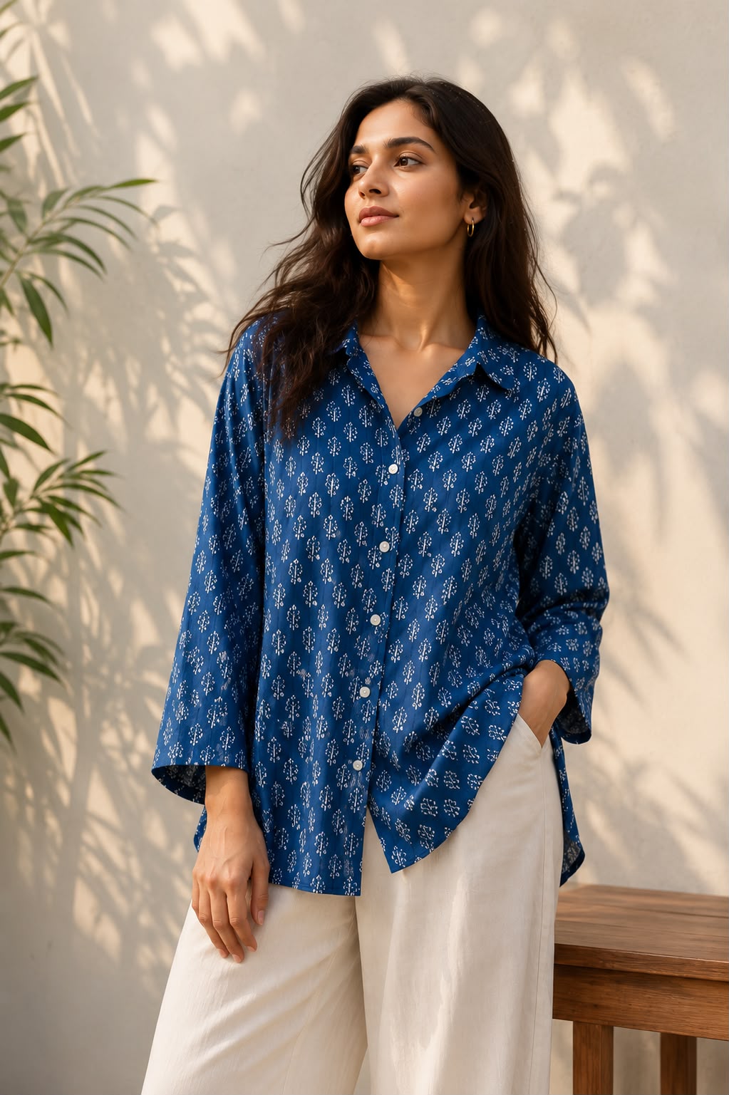 Blue Modal Printed Shirt